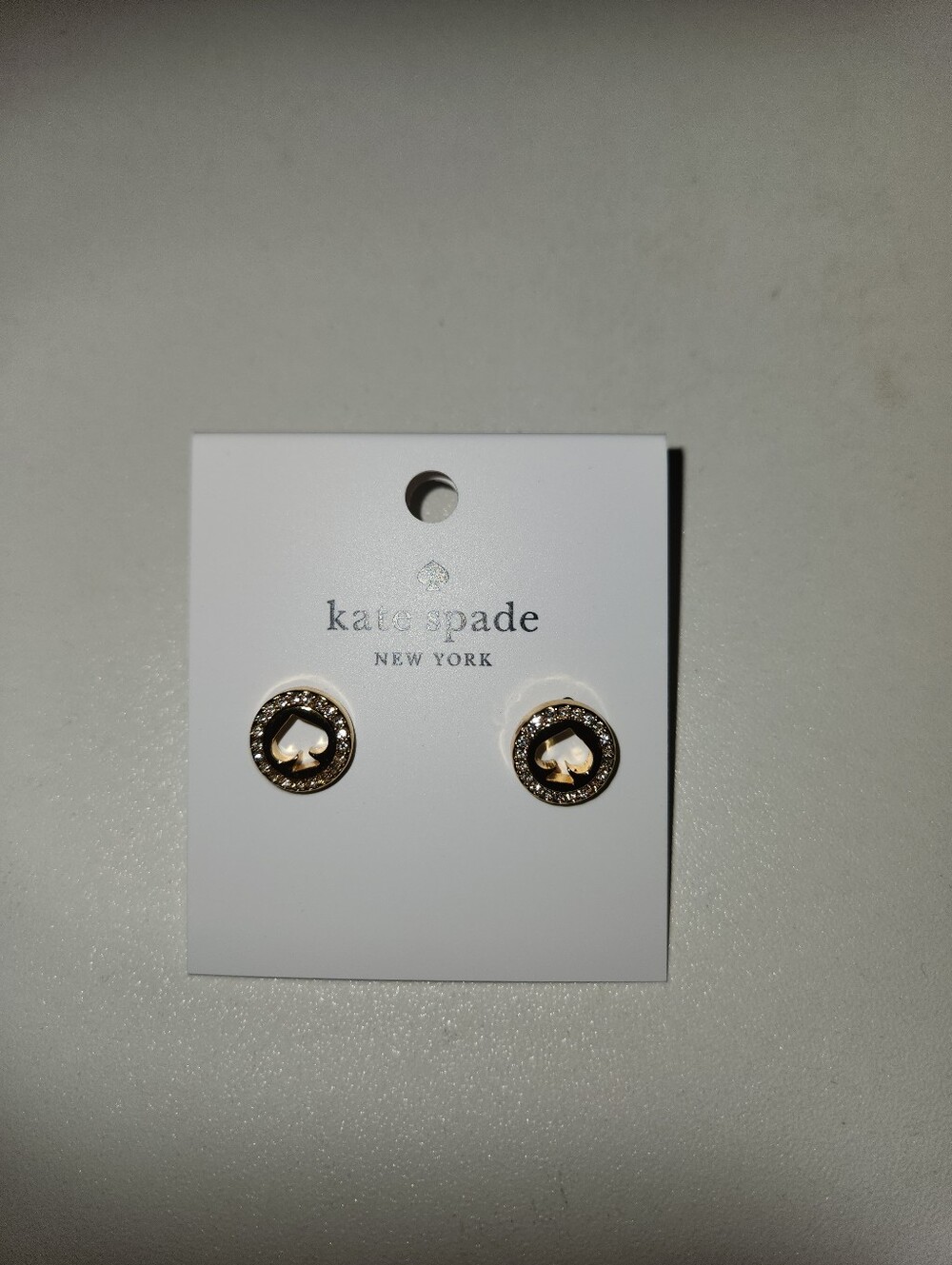 kate spade Gold and Clear Spade Circle Crystal Stud Earrings NWT - Picture 3 of 5